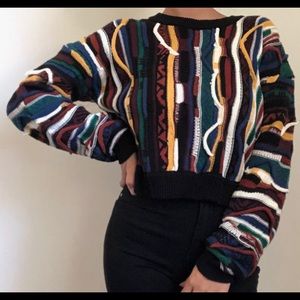 Multicolored cable knit sweater